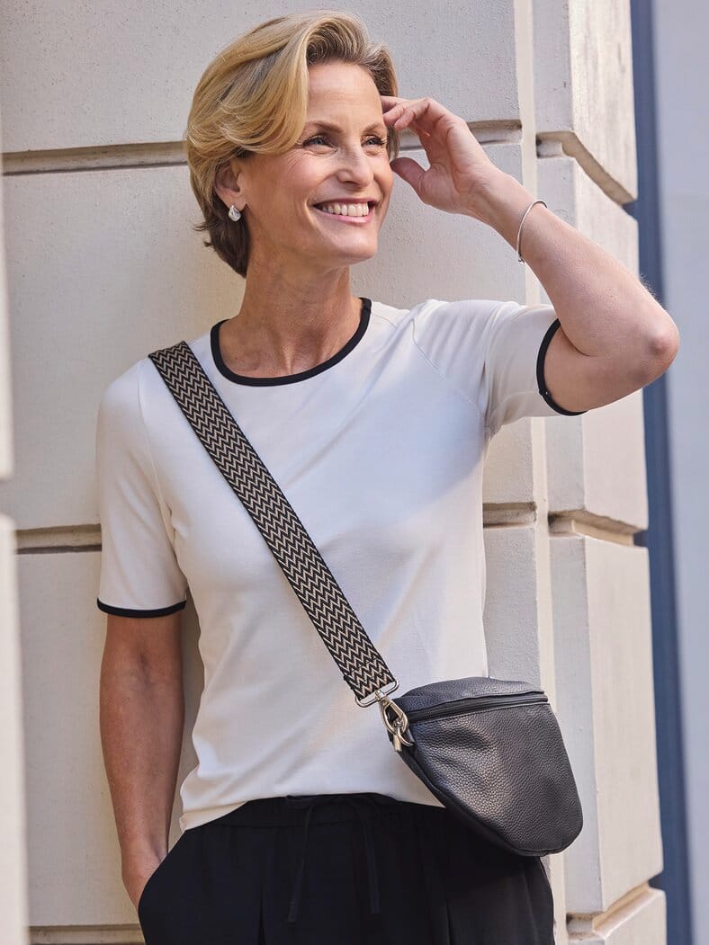 Cross-Body-Bag Leder Schwarz