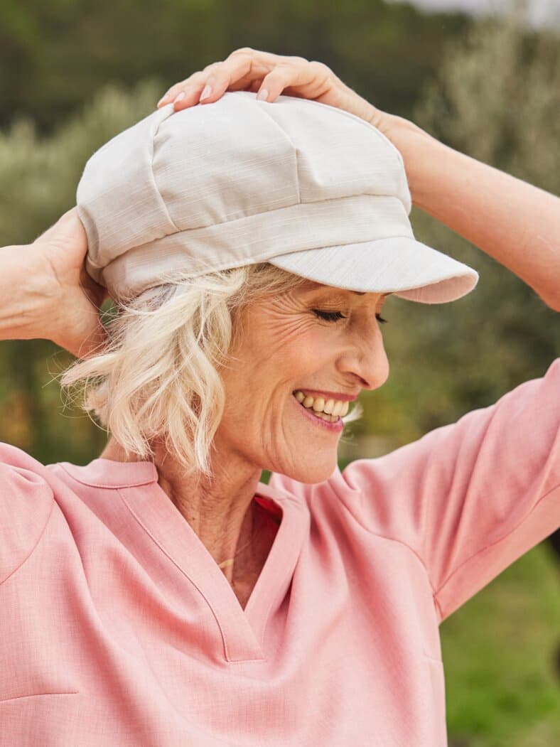Ballonmütze Leinen-Optik Natur