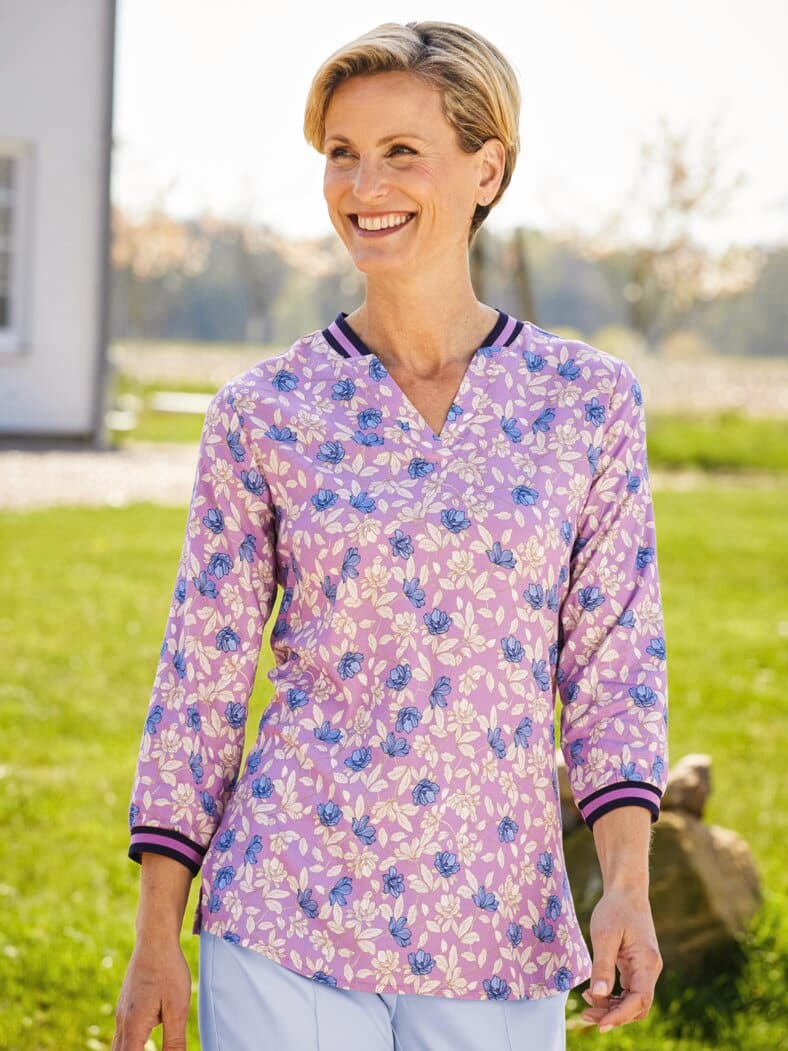 Stretch-Bluse Viskose Flieder