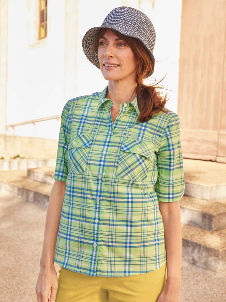 Baumwollbluse Pflegeleicht Grün