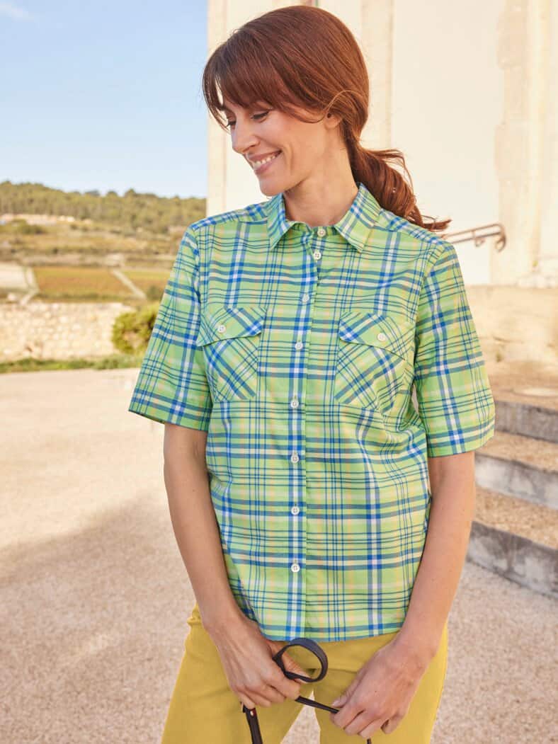 Baumwollbluse Pflegeleicht Grün