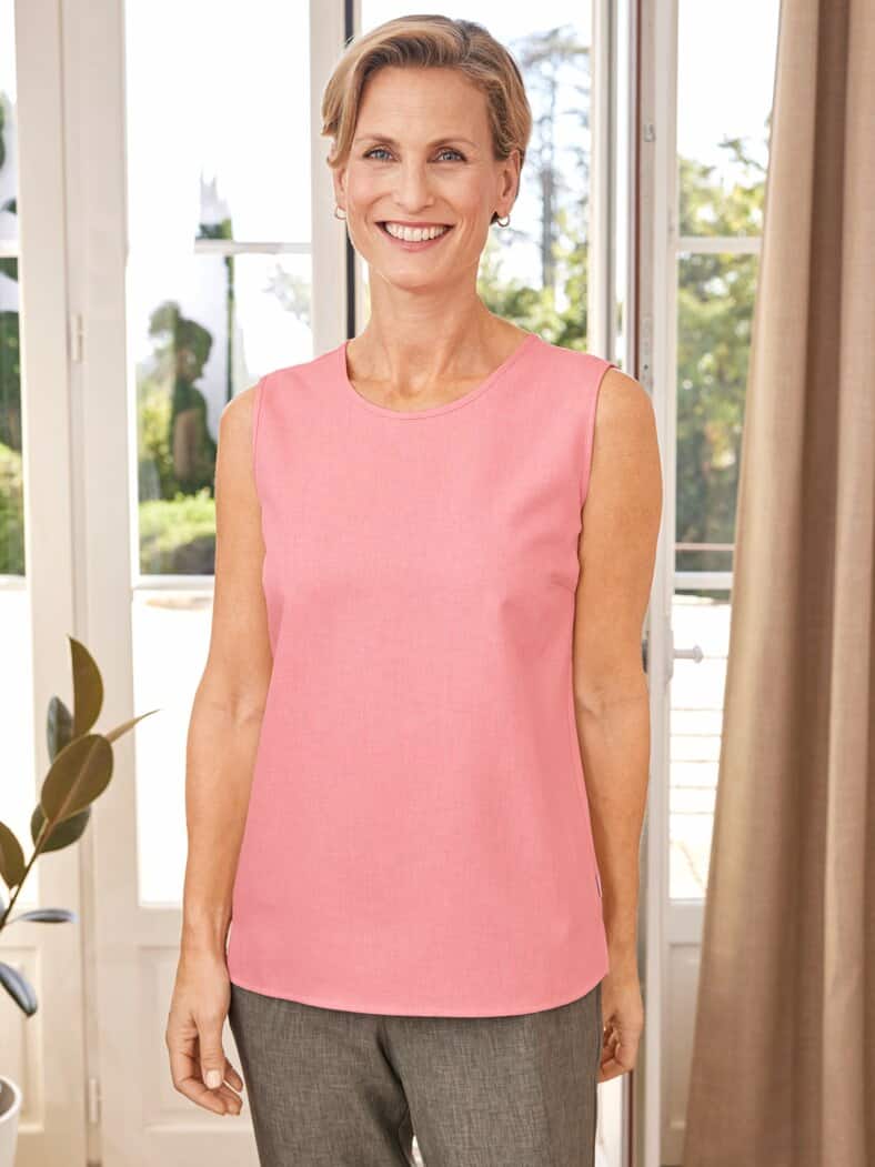 Bügelfrei-Top Reise-Leinen rosa