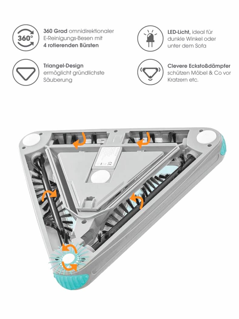 Akku-Kehr-Besen 360 Grad Weiß