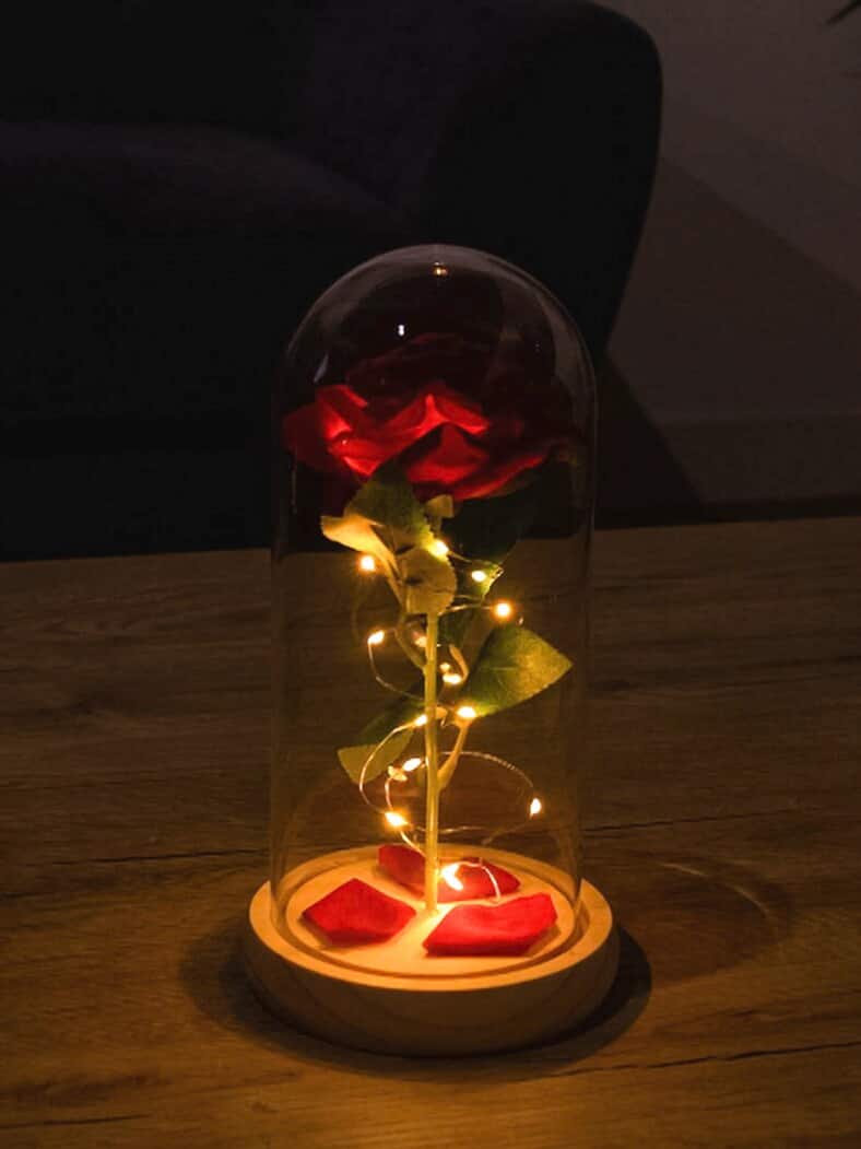 Ewige Rose im Glas LED Rot