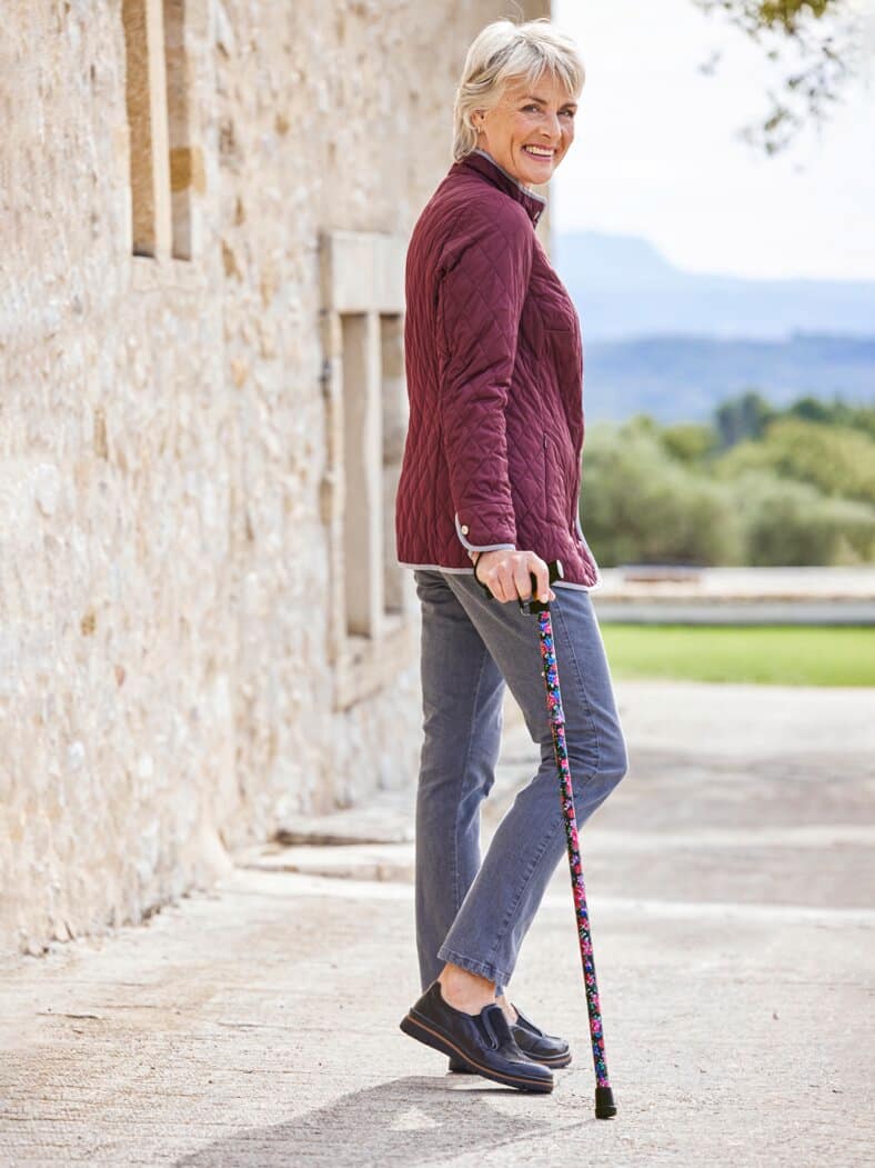 Faltbarer Reise-Stock Blumenmuster Multicolor