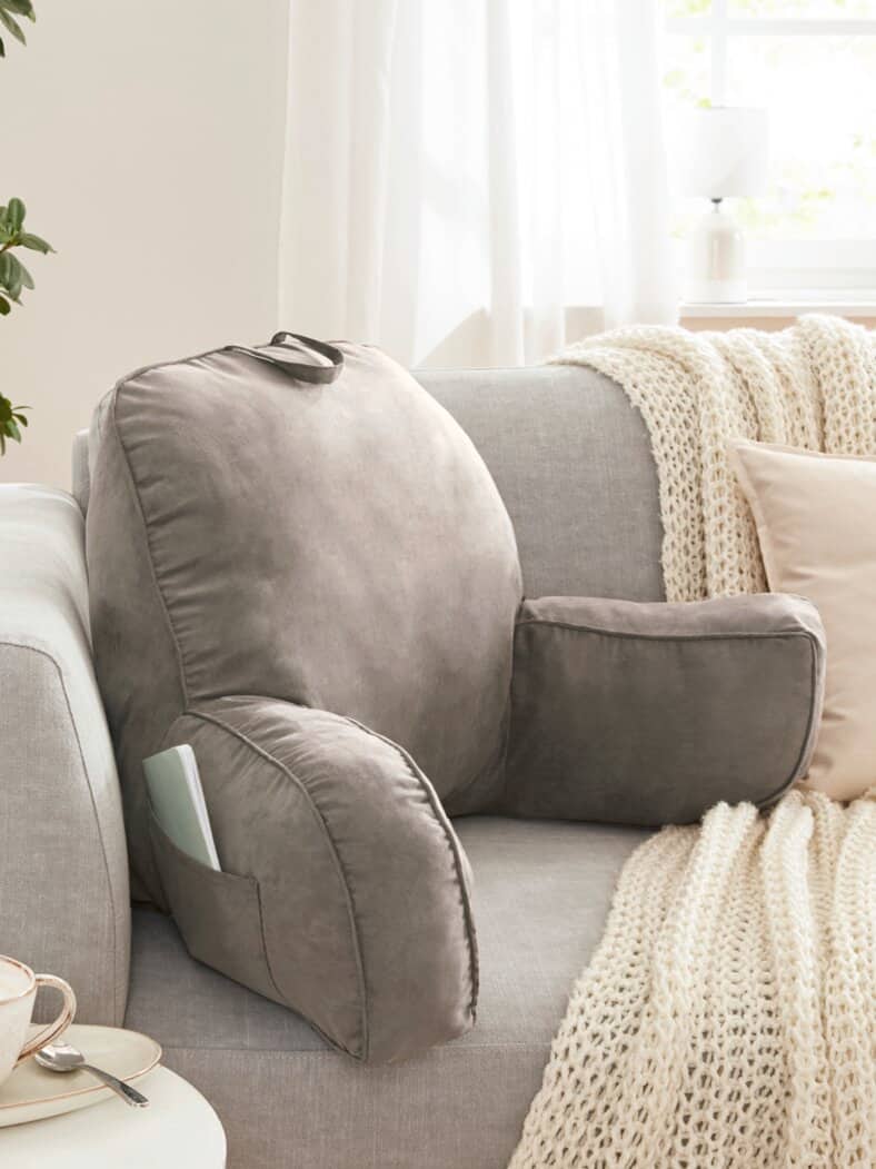 Rückenstützkissen mit Armlehne Grau