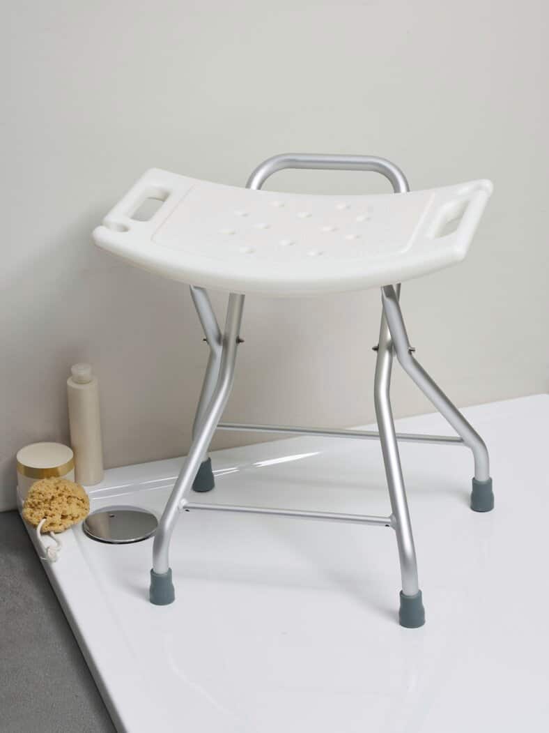 Dusch-Hocker Aluminium Klappbar Weiß
