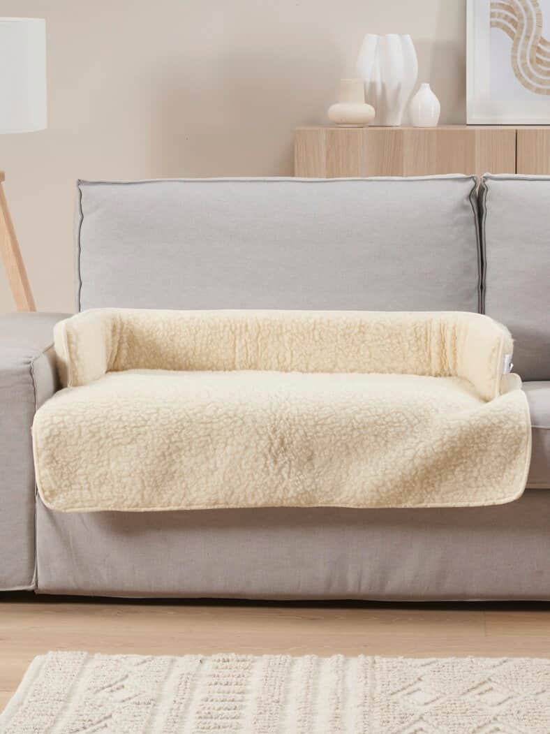 Schurwoll-Sofaschoner Hund & Katze Natur