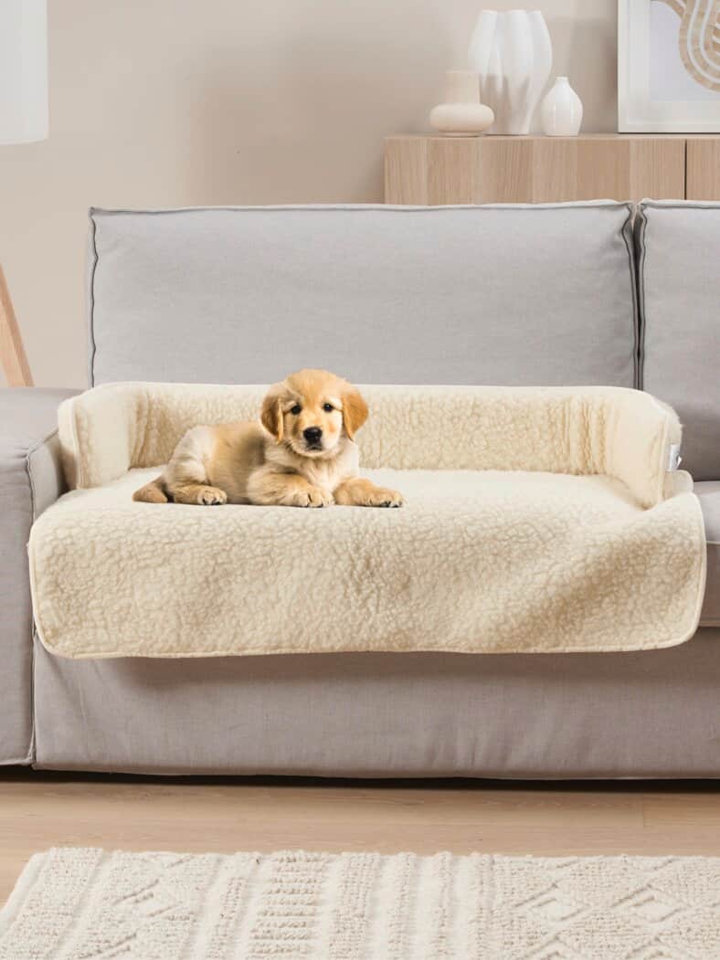 Schurwoll-Sofaschoner Hund & Katze Natur