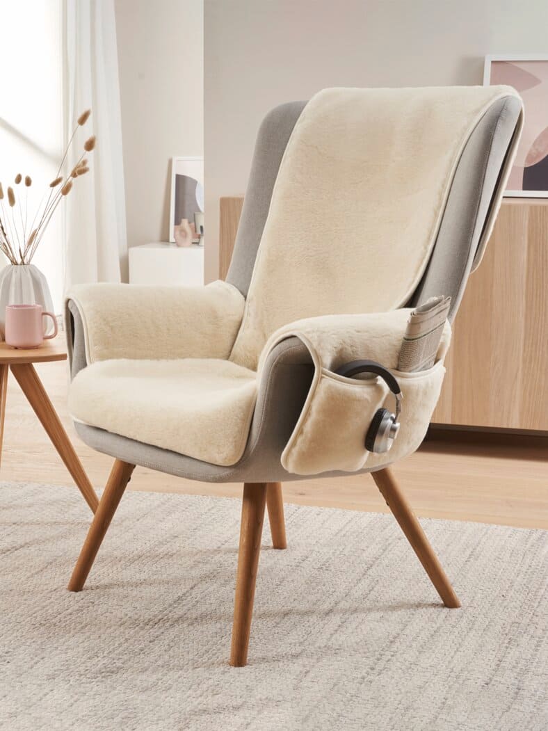 Schurwoll-Sesselschoner Premium Natur