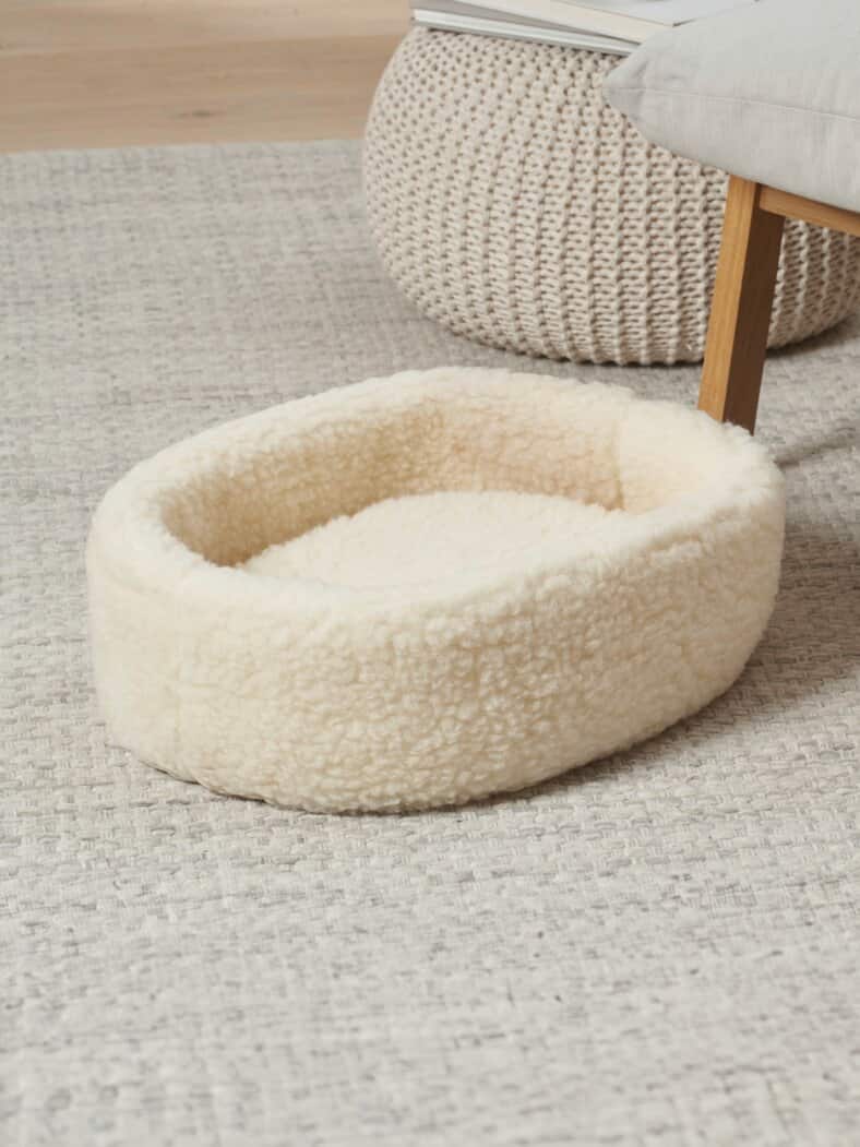 Schurwoll-Körbchen Hund&Katze Natur