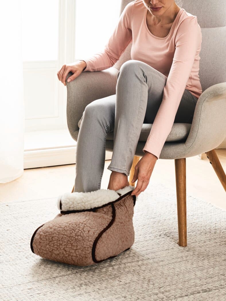 Schurwoll-Fußwärmer Hellbraun