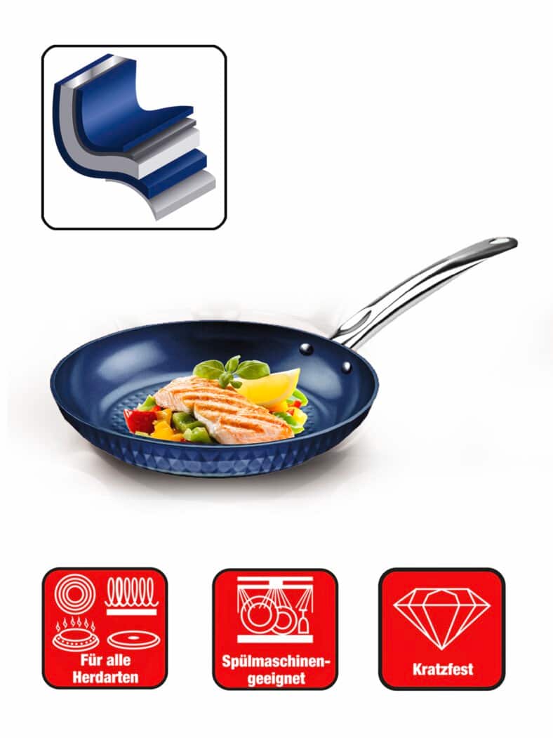 Antihaft-Hochrandpfanne Diamant Blau