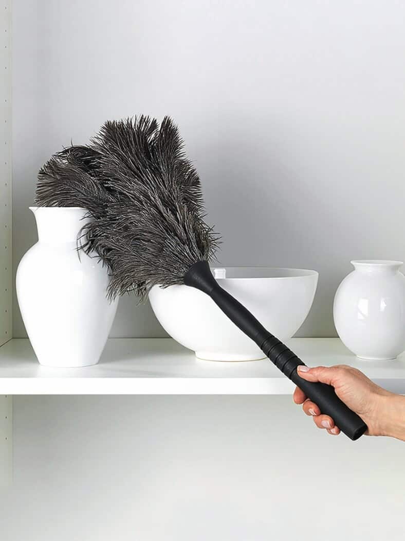 Straußenfeder-Staubwedel Schwarz-Grau