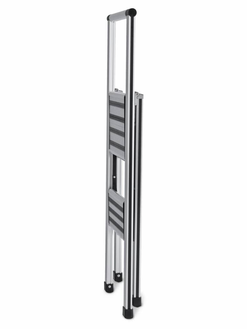 Alu-Klapptrittleiter Premium Silber-Schwarz