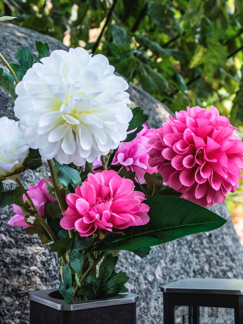 Seidenblumenstrauß Dahlien Pink-Weiß