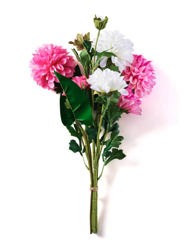 Seidenblumenstrauß Dahlien Pink-Weiß