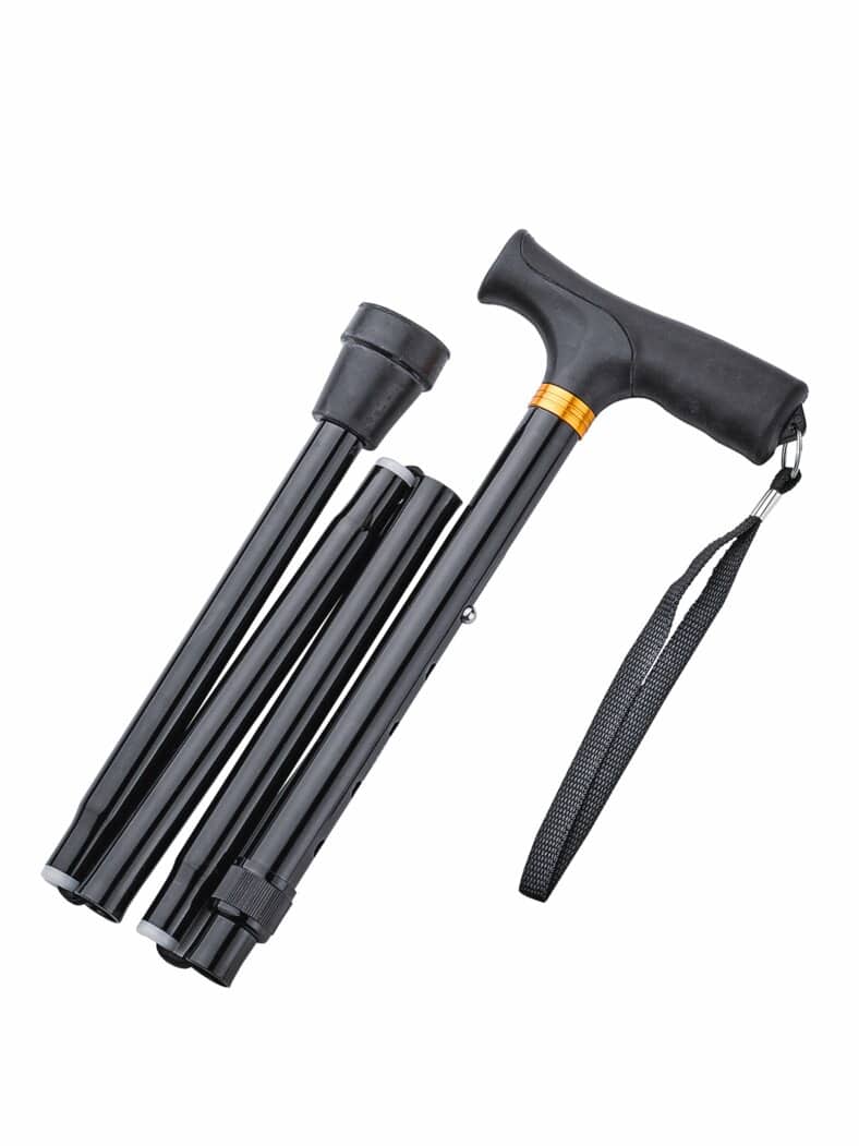 Aluminium-Gehstock Faltbar Schwarz
