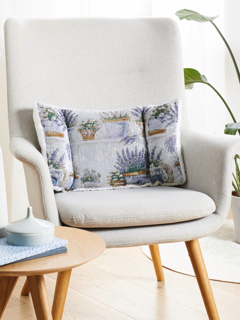 Rückenkissen Gobelin Grau-Lavendel