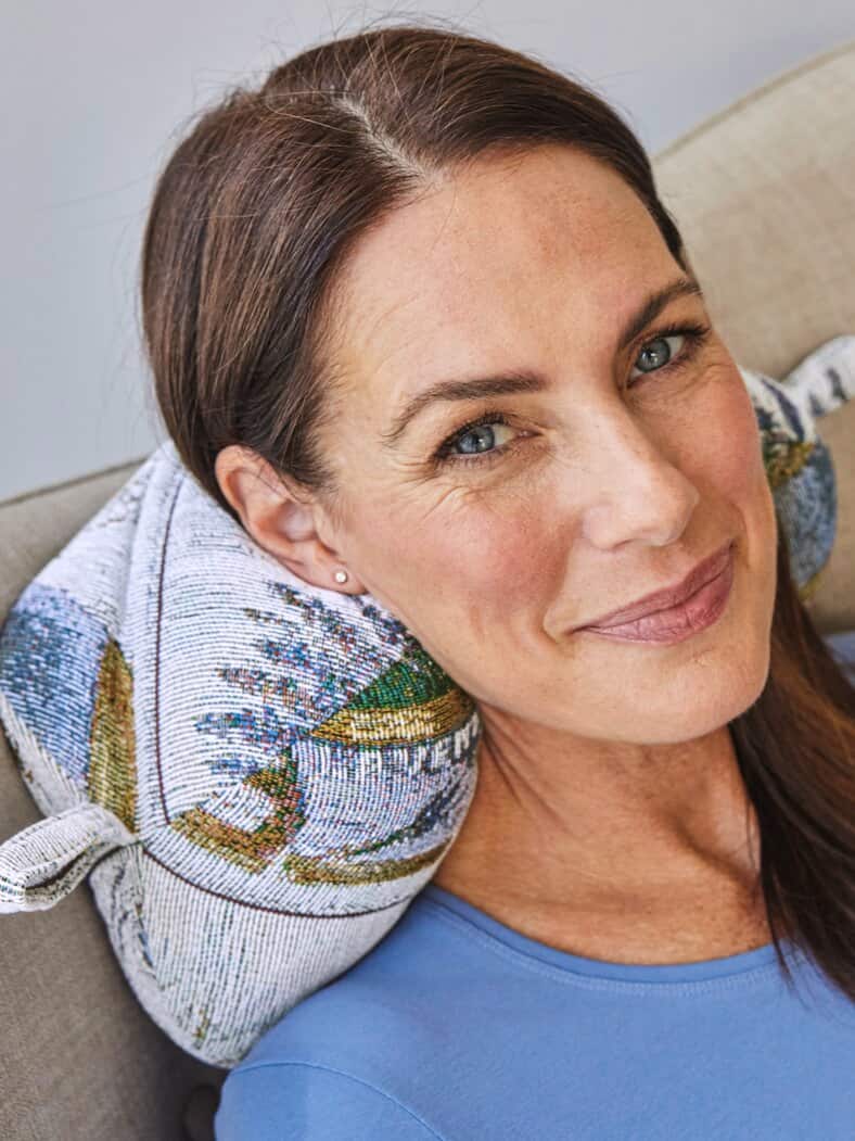 Nackenkissen-Leseknochen Gobelin Grau-Lavendel