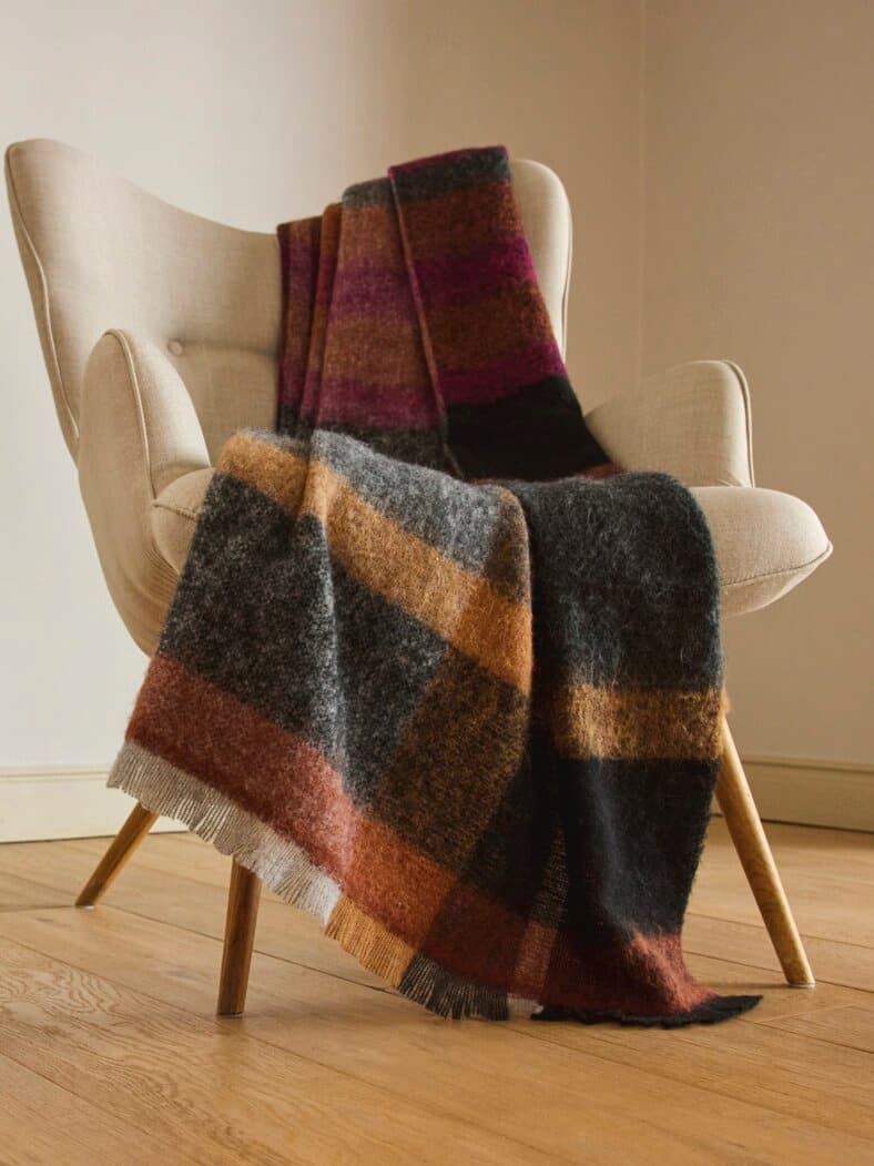 Biederlack Kuschelplaid Mohairlook Orange