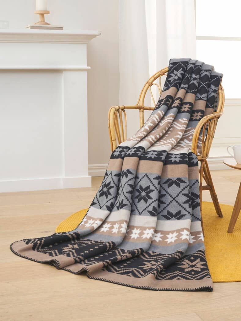 Biederlack Kuscheldecke Wintertraum Schwarz/ Beige