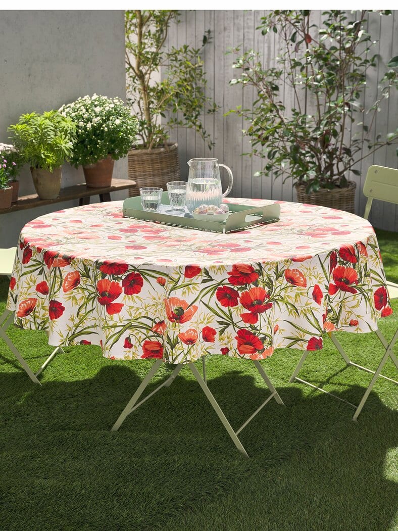 Sander Tischdecke Rund Abwaschbar Rot-Natur