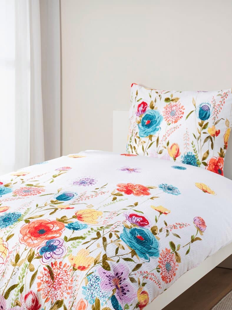 Seersucker-Bettwäsche-Set Blumen Multicolor
