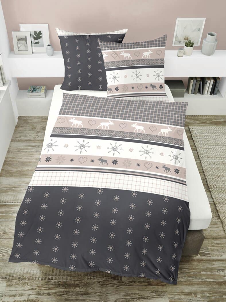 Feinbiber-Winter-Bettwäsche-Set Natur-Anthrait