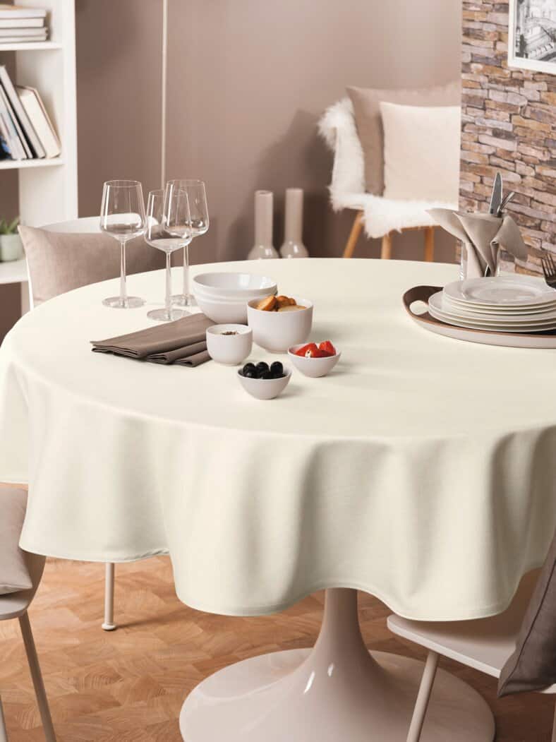 Sander-Tischdecke Fleckschutz Rund Ecru