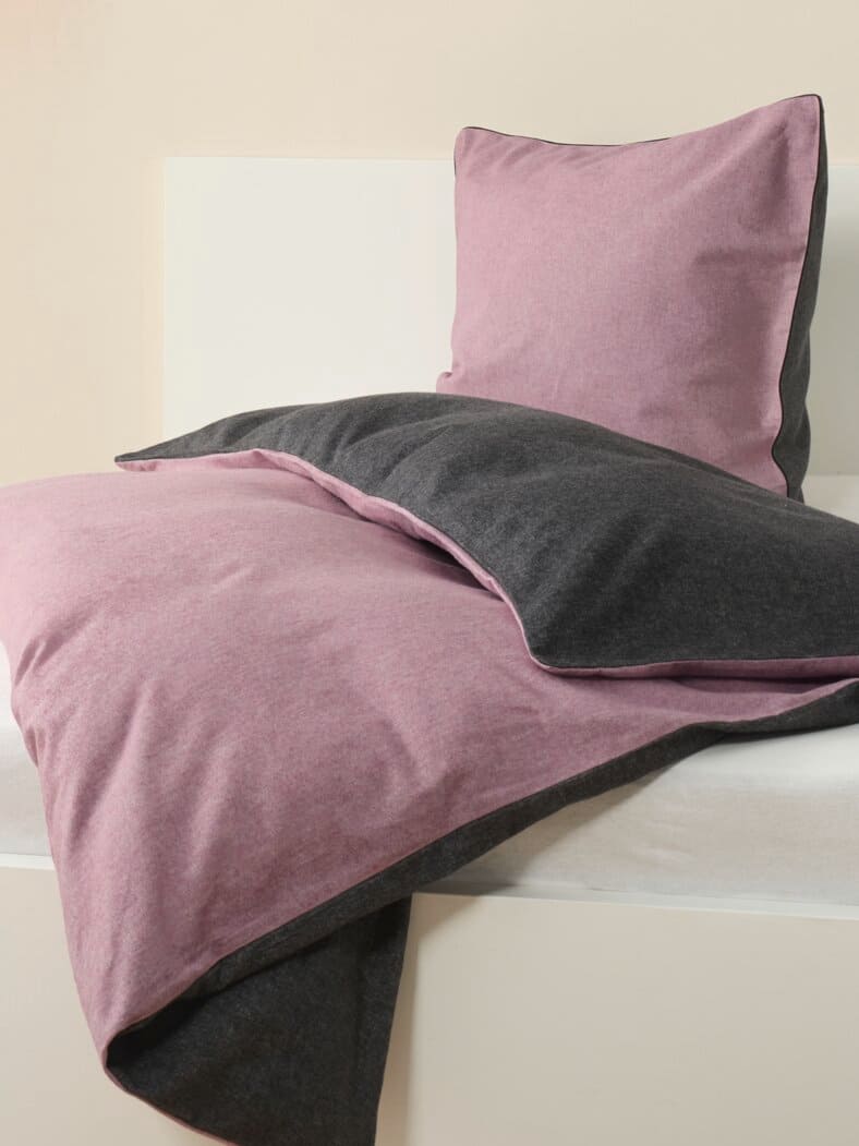 Thermo-Flanell-Wende-Bettwäsche-Set Mauve-Grau