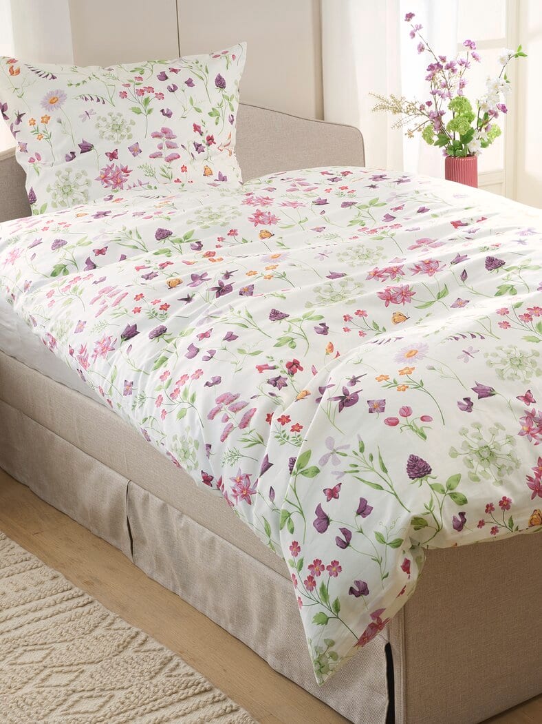 Tropical-Bettwäsche-Set 1000 Poren Weiß geblümt